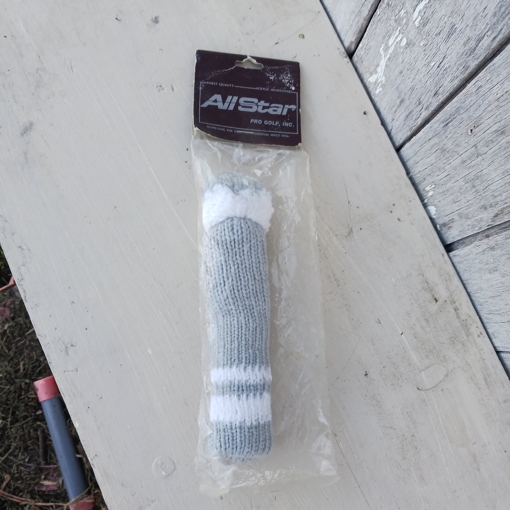 Vintage‎ All Star Gray Knit Pom Pom Sock Golf Head Cover